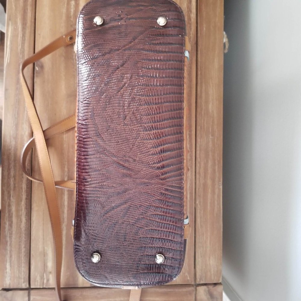 Brahmin Mini Asher Satchel & Ady Wallet. Toasted Almond Garrone Embossed Leather - Picture 12 of 16